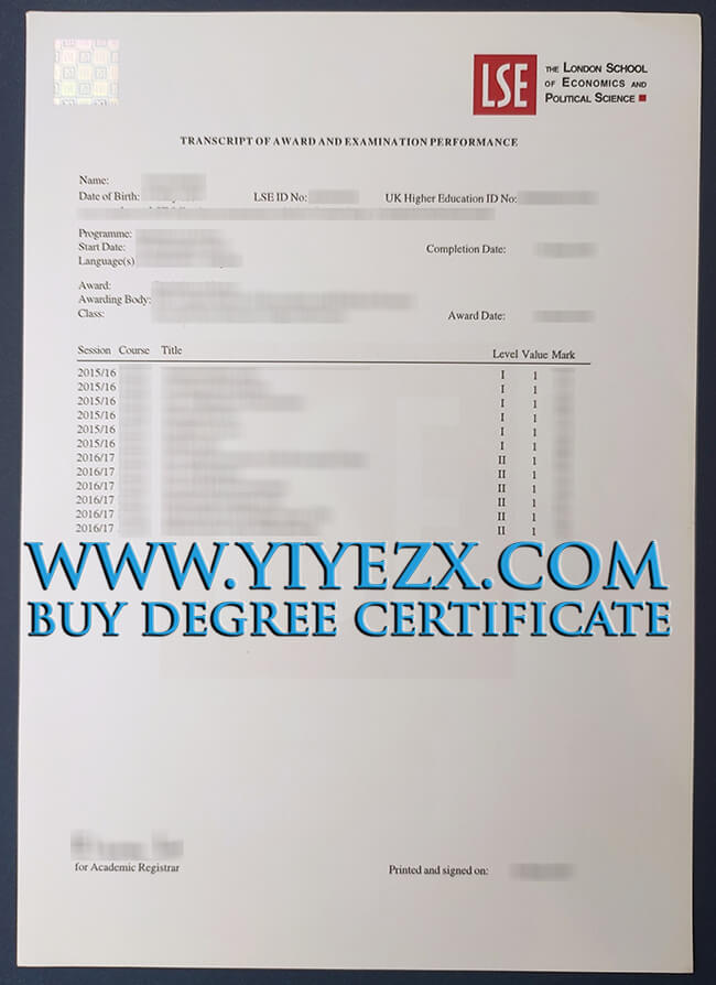 London School of Economics transcript 伦敦经济学院LSE成绩单