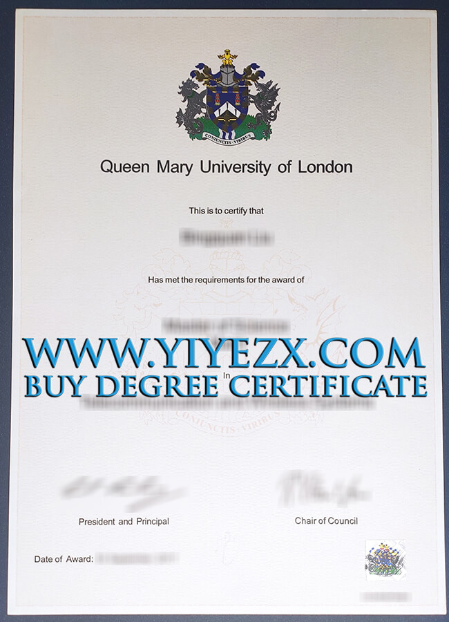 Queen Mary University of London certificate