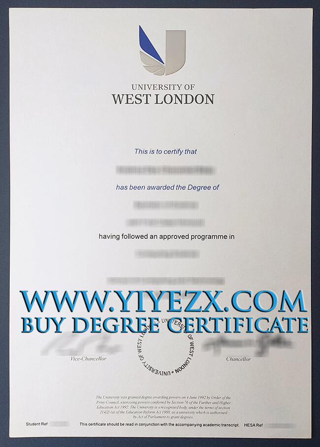 University of West London certificate