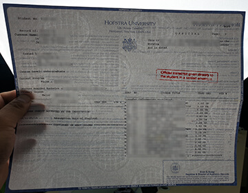 Buy Hofstra University fake transcript, 霍夫斯特拉大学成绩单水印样本