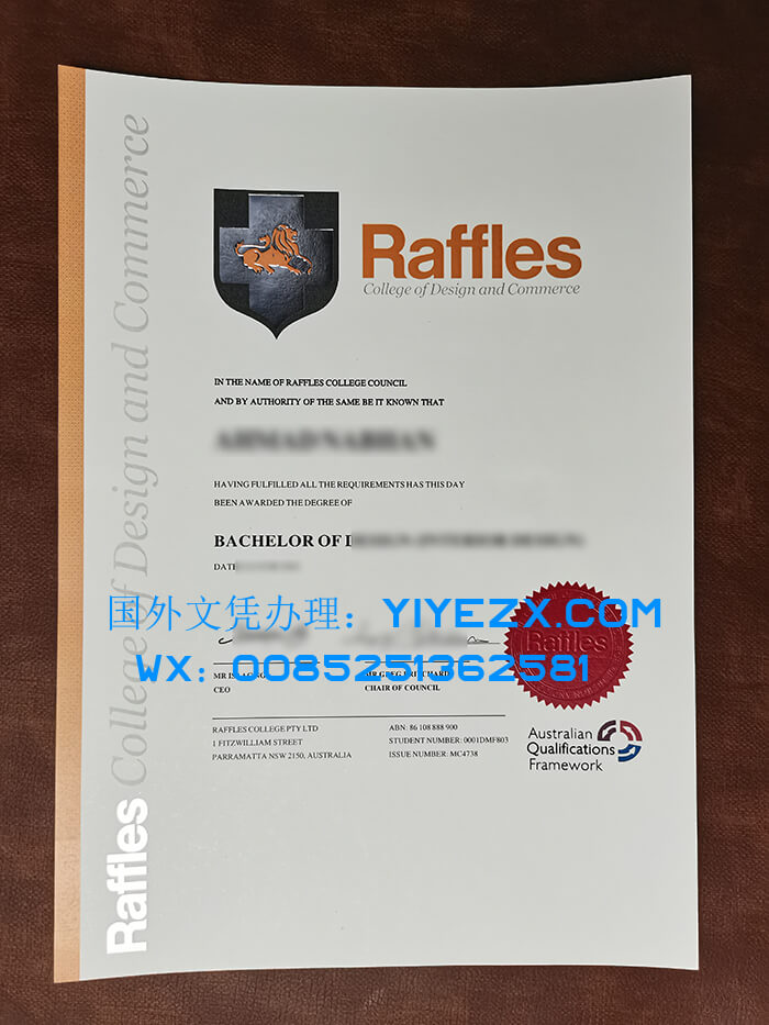 Australia Raffles College Of Design And Commerce Degree Sample