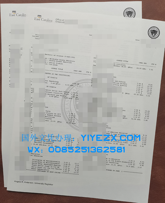 fake East Carolina University transcript 在线购买假东卡罗来纳大学成绩单