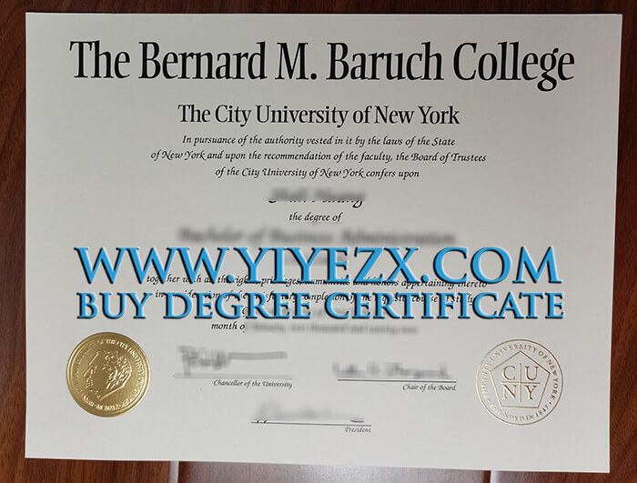 巴鲁克学院毕业证成绩单， Fake Bernard M. Baruch College diploma