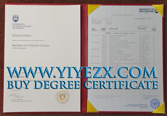 University of Wollongong Australia degree & transcript sample, 卧龙岗大学文凭毕业证成绩单