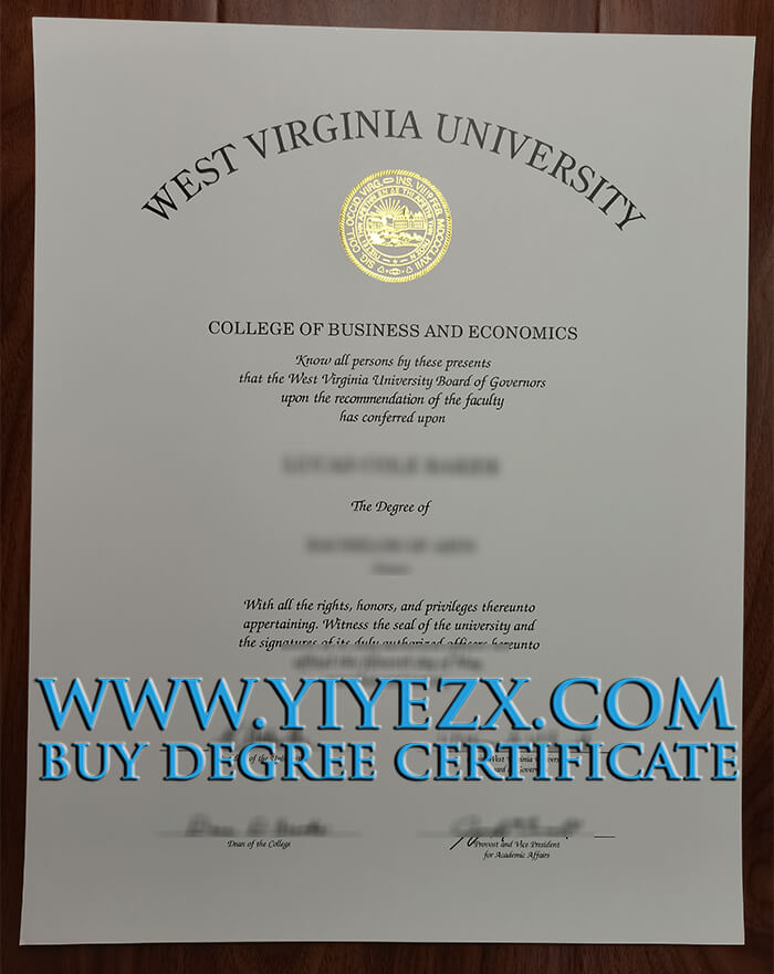 West Virginia University (WVU) diploma