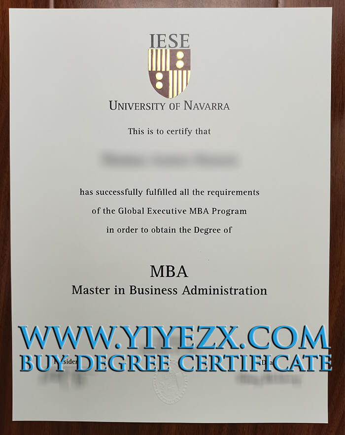 IESE MBA Degree maker, University Of Navarra MBA Diploma