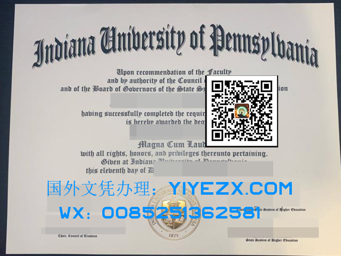 Indiana University of Pennsylvania Certificate