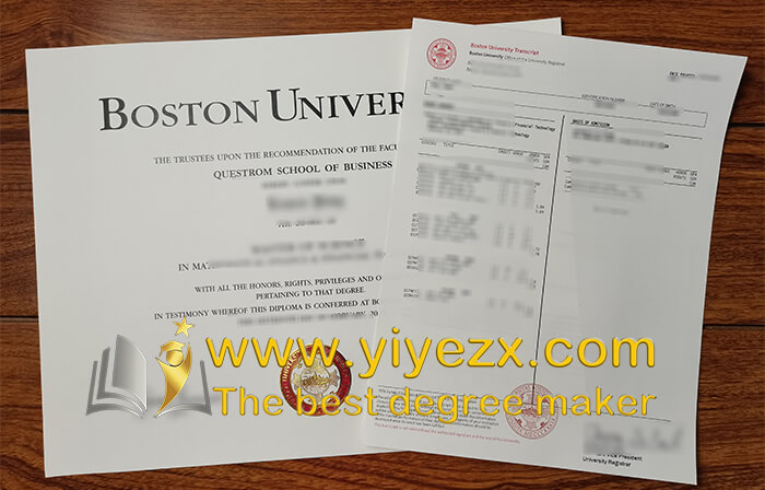 Boston University diploma with transcript