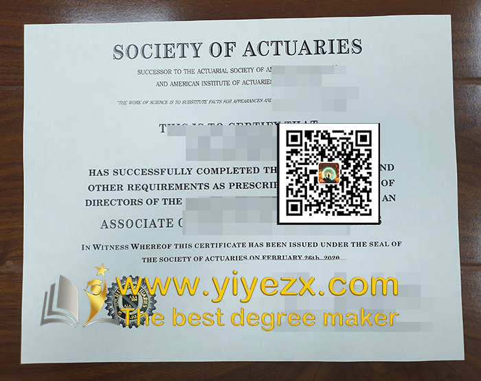 Society of Actuaries certificate 