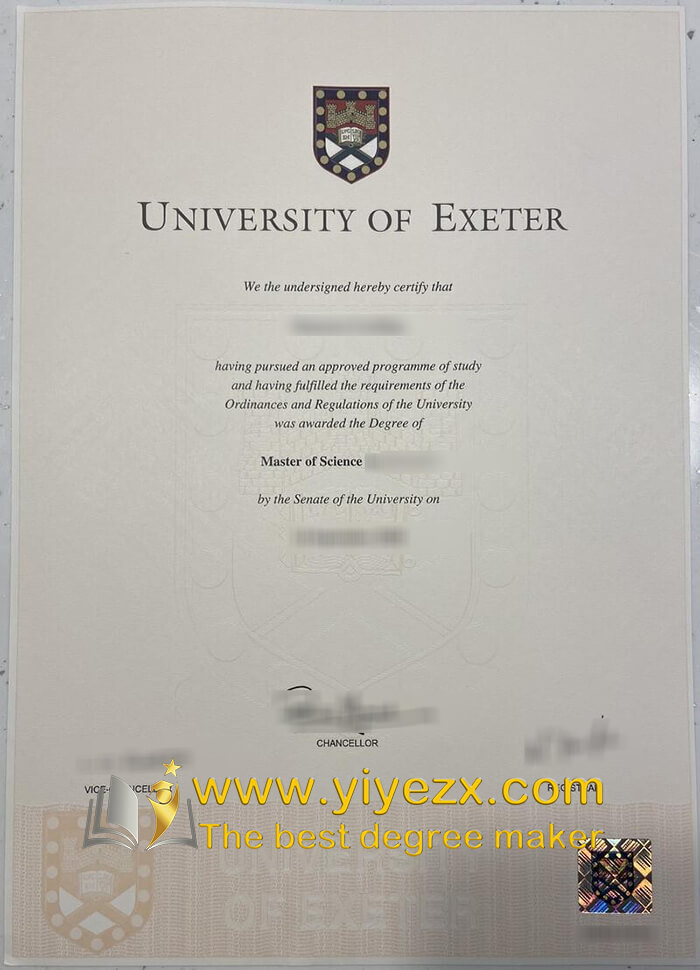 University of Exeter diploma certificate