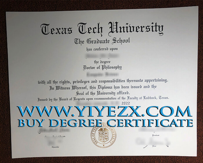  Texas Tech University doctor degree, 德克萨斯理工大学文凭
