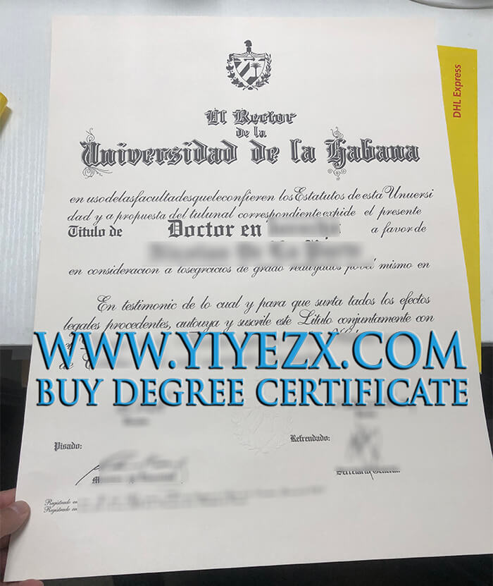 Universidad de La Habana diploma