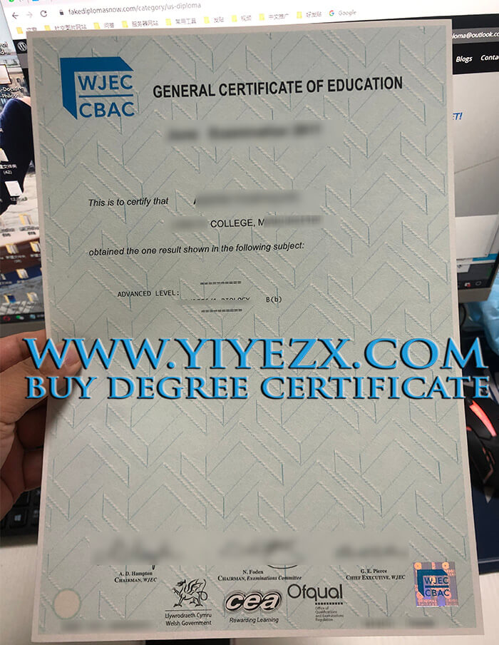 WJEC CBAC GCE A Level certifivate