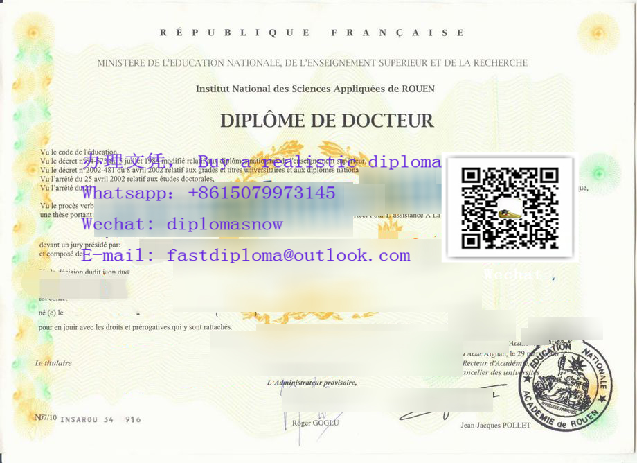 INSA Rouen Normandie degree certificate