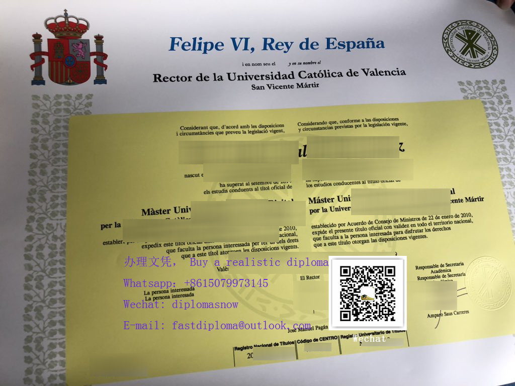 Universidad Católica de Valencia San Vicente Mártir Diploma