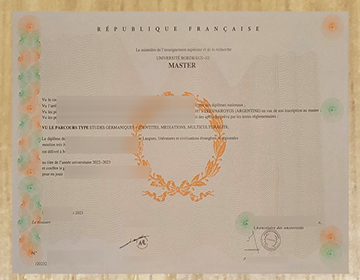 Bordeaux University III diploma certificate