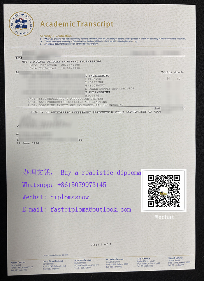 University of Ballarat transcript