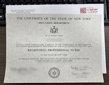 纽约州注册专业护士证书,New York State Registered Professional Nurse Certificate sample
