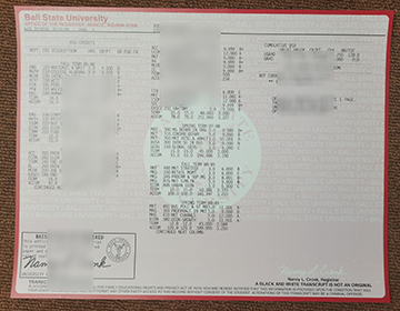 鲍尔州立大学成绩单样本